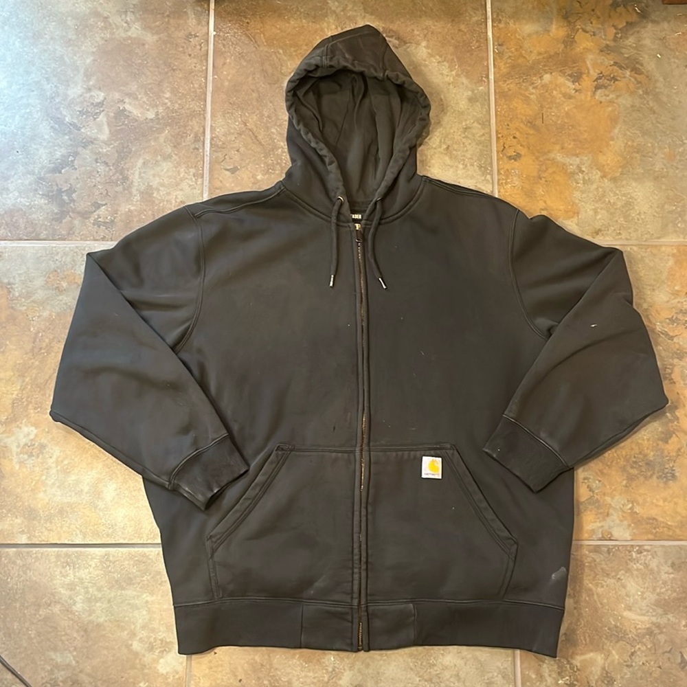 Carhartt rain defender full zip work hoodie, baggy grunge, good condition